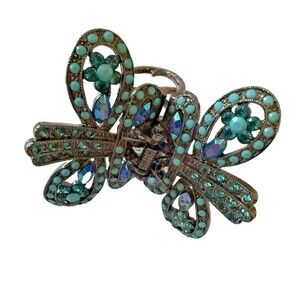 Vintage  Touch of Turquoise Jeweled Hair Jaw